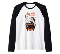 Sip Me If You Dare Retro Witch Design Raglan Baseball Tee