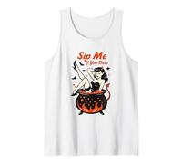 Sip Me If You Dare Retro Witch Design Tank Top