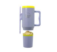 Sip N’ Snack Dual Compartment Stainless Steel Water Bottle - Triple Insulated, 24 Hours Cold/Hot, Leak-Proof, 2 Ways to Sip - Perfect for Drinks & Snacks On-the-Go (Lilac/Safety Yellow)