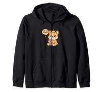 Sip Sip Hooray Corgi Boba Kawaii Dog Zip Hoodie