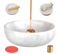 SIPARUI Marble Incense Burner with 9 Holes,Handmade Stick Burner for Meditation,Smudging,Decoration,Easy Grab Ash(White)