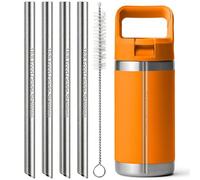 Sipcupmate Metal Straw Replacement for Yeti Rambler Jr. Kids 12oz Bottle | 4 Pack Stainless Steel Reusable Straws, Includes 1 Cleaning Brush, Ideal for Barware Drinks