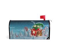 Sipeigyd Christmas Elf House Mailbox Cover Candy Cane Snow Magnetic Post Box Wrap PVC Standard Size AA Letterbox Cover Decorative for Garden Yard Decor Mail Box Waterproof