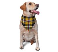 Sipeigyd Pet Triangle Scarf, Cornish National Tartan Yellow and Black Plaid, Perfect for Small to Large Dogs and Cats, 11.8*27.5 In., Polyester