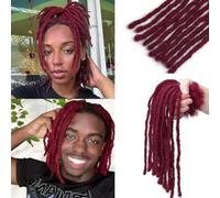 Siphis 8 inch 30 Stands 0.4cm Interlocking Loc Extensions Human Hair, Dreadlock Extensions Human Hair Handmade Permanent Dreads Extensions for Men/Women/Kids Burgundy(8 inch 30 Strand #613 0.4cm)