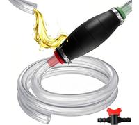 Siphon Pump for Gasoline Gas Oil Fuel Petrol Diesel Fluid Water Fish Tank,Gas Siphon Hose Pump,Fuel Siphon Pump with 2 Durable PVC Syphon Hoses with Hose Clip,Metal Buckles (syphon pump 002)