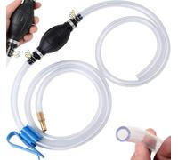 Siphon Pump Kit Fuel Transfer Pump for Gasoline Gas Oil Fuel Petrol Diesel Fluid Water Fish Tank,Hand Water Pump with 2 Durable PVC Syphon Hoses with Hose Clip,Metal Buckles(2M)