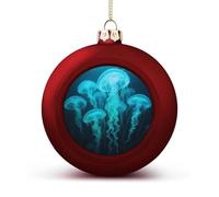 Siphonophore Christmas Ball Ornaments - Shatterproof Plastic Vintage Rustic Xmas Tree Decorations Pendant for Family Holiday Wedding Party Xmas Hanging Decoration