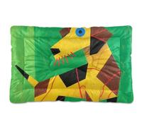 siphylline Abstract Art Cute Yellow Dog Green Pet Sleeping Mat Soft Comfortable Anti-Slip Bottom Dog Crate Mat for Large Jumbo Medium Small Dogs 36" x 24"