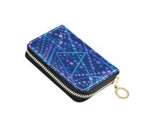 siphylline Abstract Art Dots Lines Blue leather mens card holder wallet with Cion Purse RFID Blocking card holders with zipper