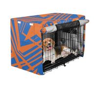 siphylline Abstract Art Geometic Orange Blue Dog Crates Covers Pet Wire Cage Cover Dog Crate Protector