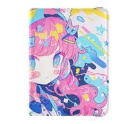 siphylline Abstract Cat Anime Girl Colorful Leather Passport Card Holder Cover Combo Wallet Combo Badge ID Vaccine Card Holder Wallet Lightweight