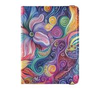 siphylline Abstract Flower Pattern Colorful Oil Painting Leather Passport Holders Passport Case Badge ID Vaccine Card Holder Wallet Lightweight