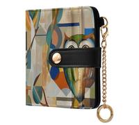 siphylline Abstract Owl Picasso-style Women's Folding Wallet For Women Convenient PU Leather Wallet With Card Slots for Men Women Travel
