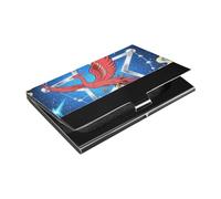 siphylline Abstract Red Phoenix Star blue Ultra-thin outdoor business card holder with Leather and Stainless Steel card organizer for Women or Men