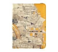 siphylline Abstract Style Polar Bear Music Score Yellow Leather Passport Holder Cover Card Holder Passport Case Passport Cover with RFID Blocking Waterproof