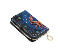 siphylline Aesthetics Orange Blue leather women's card holder wallets With 2 cash slot RFID Blocking credit card holder for men with zipper