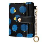 siphylline African Hedgehog Blu Ray Black Women's Compact Folding Wallet Waterproof PU Leather Card Wallet for Women Girls