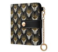 siphylline Afro Samurai Style Peacock Gold White Ladies Bifold Wallet Convenient Minimalist PU Leather Wallet for Woman Girl