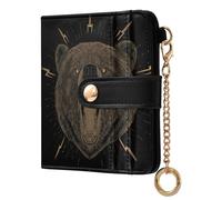 siphylline Angry Brown Bear Women's Folding Card Wallet Fancy PU Leather Wallet for Women