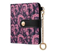siphylline Animal Chimpanzee Black Pink Women's Leather Folding Wallet Cute PU Leather Card Wallet for Woman Girl