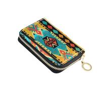 siphylline Art Patterns Inspired by Tribal Art leather womens card holder wallet With 9 cards slot RFID Blocking credit card holders with zipper