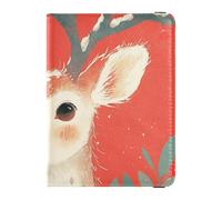 siphylline Art Reindeer Cherry Red Leather Passport Holder Cover Passport Wallet Passport Holder Case Lightweight
