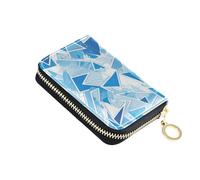 siphylline Baby Blue Diamonds Shining leather credit card wallet With 2 cash slot RFID Blocking credit card organizer with zipper