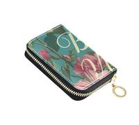 siphylline Be Mine Floral William Morris Style Teal Peach leather cardholder wallet womens with Cion Purse RFID Blocking credit card protector with zipper