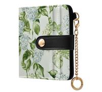 siphylline Beauty Oak-leaf Hydrangea Women's Leather Folding Wallet Convenient PU Leather Card Wallet for Women Boys Girls