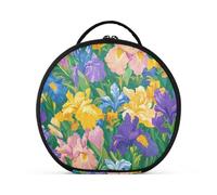 siphylline Beauty Spring Flowers Tennessee Iris Cosmetics Bag with Compartments & Handle Zipper Cosmetic Bags For Women with adjustable dividers 11 IN