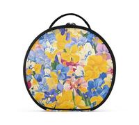 siphylline Beauty Spring Flowers Tennessee Iris Makeup Bag Vertical Free-Standing Zipper Cosmetic Bags For Women with adjustable dividers 11 IN