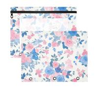siphylline Binder Clear Window Pen Holder Case for A4 Paper Letter 2 Pack Students Home White Peach Blue Pastel Rose
