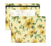siphylline Binder pencil pouches Clear Window 3 Rings Pocket for 3 Rings Binder 2 Pack Teacher Classroom Supplies Slow Style Sunflower Gold Sage Green