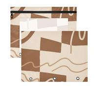 siphylline Binder pencil pouches Sturdy Storage Bag for A4 Paper Letter 2 Pack Teacher Classroom Supplies Abstract Art Square Brown