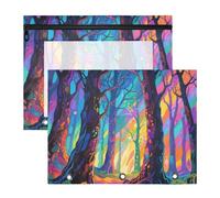 siphylline Binder pencil pouches With 3 Reinforced Grommets Pocket Folders for 3 Rings Binder 2 Pack Teacher Art Supplies Storage Artistic Colorful Safari