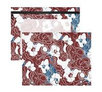 siphylline Binder pencil pouches With Smooth Zippers 3 Hole Punch for A4 Paper Letter 2 Pack Students Back To School FLOWER Lines Abstract Red