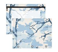 siphylline Binder pencil poucheses Adorable 3 Hole Punch for 3 Rings Binder 2 Pack Students Back To School Jon Klassen Style Camouflage Design Sky Blue