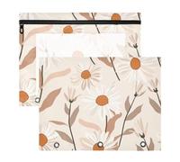 siphylline Binder pencil poucheses Adorable Pen Holder Case for 3 Rings Binder 2 Pack Students Class William Morris Style Daisy Almond Kakhi