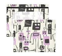 siphylline Binder pencil poucheses With Zipper 3 Hole Punch for 3 Rings Binder 2 Pack Teacher Back To School Jon Klassen Style Robots Design Purple