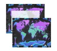 siphylline Binder Portable Pen Holder Case for A4 Paper Letter 2 Pack Students College Supplies Digital Map World