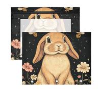 siphylline Binder Pouches Portable 3 Hole Punch for A4 Paper Letter 2 Pack Students Back To School Cartoon Cute Funny Lop-eared Rabbit