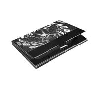 siphylline Black and White Anime Style Evil Skeleton Tarot Ultra-thin card holder for business card With Leather & Stainless Steel case with card holder for Business Meeting Use