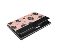 siphylline Black Cartoon Evil Aliens Ultra-thin pocket business card holder With Leather & Stainless Steel name card holder for Protects Your Cards