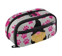 siphylline Black Cat Halloween Gnome Cute Paw Pattern Wear-Resistant Pencil Case Pencil Case With Supplies for College Student Teen Adults