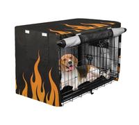 siphylline Black Cool Flame Orange Dog Crate Cover Puppy Kennel Cover with Roller Shades