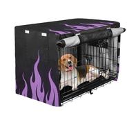 siphylline Black Cool Flame Purple Dog Crate Cover Pet Privacy Cover with Roller Shades