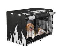 siphylline Black Cool Flame White Metal Dog Crate Cover Pet Kennel Cover Roller Shades