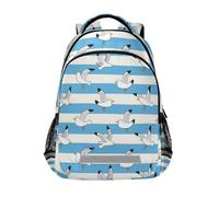 siphylline Blue and white striped seagull children's backpack cute with big book bag for college morrales escolares para ni?os