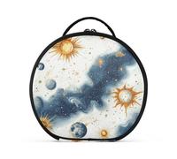 siphylline Blue-gold Astrological Planet Cosmetic Bags with Compartments & Handle Portablravel Cosmetic Bag For Women with adjustable dividers 11 IN